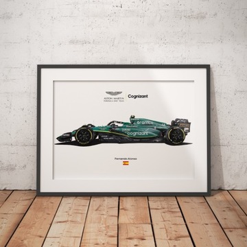 Plakat Print Formuła 1 Aston Martin AMR23 #14 Fernando Alonso 2023 F1 A3