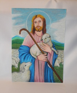 obraz religijny Jezus Chrystus pasterz pastele