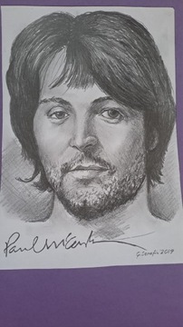 Paul McCartney z czasów The Beatles rysunek muzyka