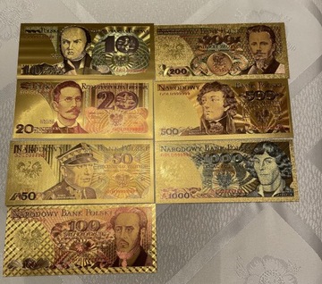 Polskie Banknoty Pozłacane 24K GOLD