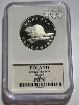Moneta ochrona środowiska -bóbr 100 złotych 1978