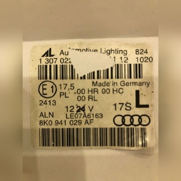 Lampa lewa audi od str. kierowcy A4 B8 2008-2011r.