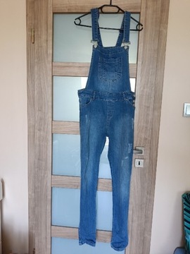 Długie ogrodniczki jeansowe dżinsowe 