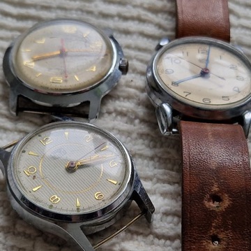 3x różne koperty UMF Ruhla zegarek męski naręczny DDR 1959 Vintage