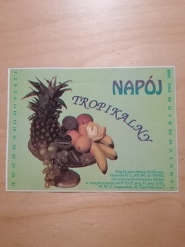 Etykieta napój tropikalny Zagnańsk lata 90- te
