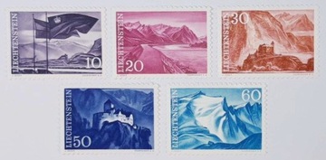 Liechtenstein. Znaczki Mi 381-85, 1959 r. Czyste.