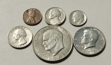 USA  1 cent do 1 dolar 1970 do 1972   Stan!!