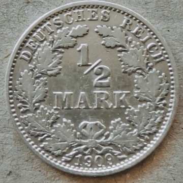 1/2 marki 1909 J    srebro 