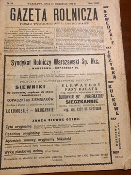 Gazeta Rolnicza  No 38.  1924 r