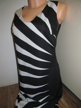 Czarno-biała sukienka na szerokich ramiączkach