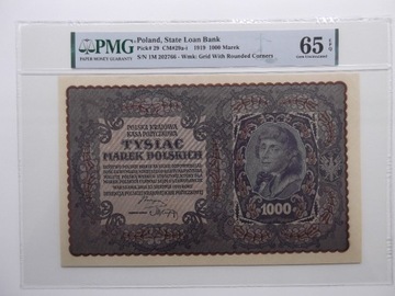 1000 marek 1919  I Serja M  PMG65  EPQ  