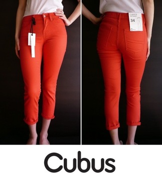 Czerwone rurki jeansy spodnie jeansowe Cubus xs 34