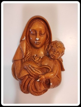 Płaskorzeźba rzeźba Maryja z Dzieciątkiem Matka Bo