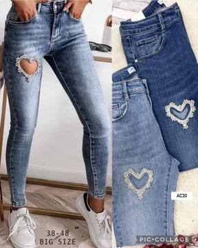 Spodnie jeansowe z sercem w rozmiarze 38 