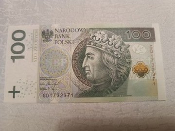 Banknot 100 zł GD 1732371 RADAR UNC 