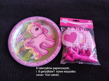 My little pony talerzyki gwizdki urodziny impreza 