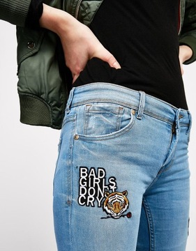 NOWE SPODNIE JEANS NASZYWKI BERSHKA BSK 34  