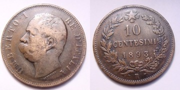 Włochy 10 centesimi 1893 r. R