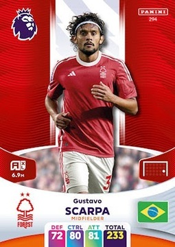 Gustavo Scarpa 294 Karta Panini Premier League 24