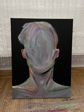 Obraz ręcznie malowany akryl mężczyzna abstrakcja