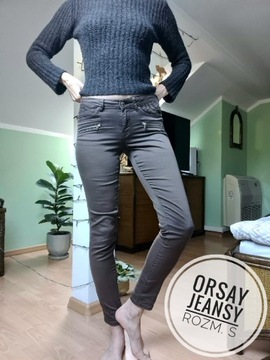 Orsay jeansy brązowe rurki skinny rozm. S