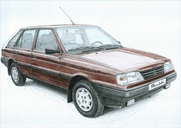 Rysunek samochodu FSO Polonez Caro format A4