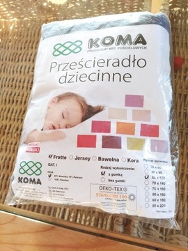 Nowe prześcieradło z gumką frotte 60x120 Coma