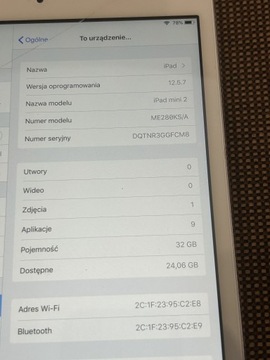 APPLE IPAD mini 2 BIAŁY 32gb + KARTONIK + usb