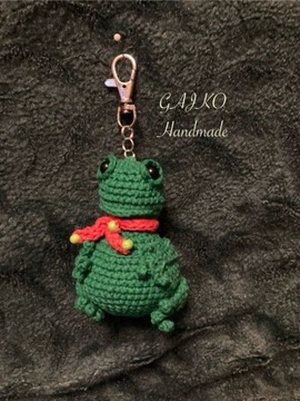 Brelok zielona żabka wykonanie: szydełko, handmade