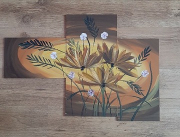 Obraz 3 częściowy kwiaty 