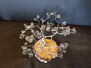 Drzewo Bonsai z drutu srebrne