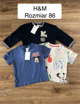 Zestaw dla chłopca H&M rozmiar 86 Mickey Mouse bluza i 2 koszulki