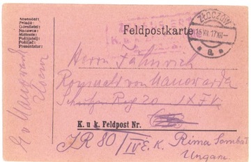 Feldpostkarte -1917 Złoczów- Polski żołnierz