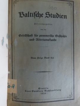 Baltische Studien, Neue Folge Bd. XLI 1939