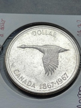 1 dollar 1967r. Kanada gąska srebro ładna 