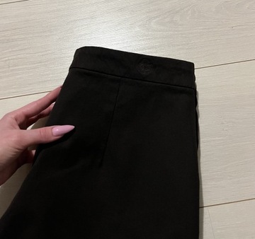 Massimo Dutti brązowe proste spodnie garniturowe