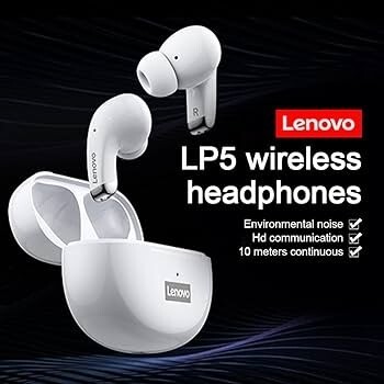 Słuchawki bezprzewodowe lenovo lp5  białe