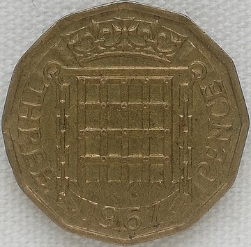 Wielka Brytania 3 pence 1967, KM#900
