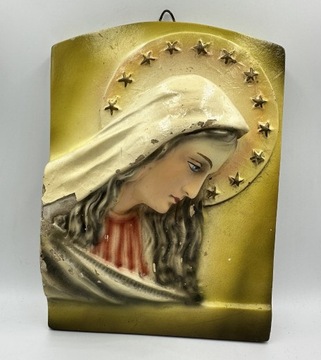 Stara przedwojenna ikona Matka Boska Maryja 