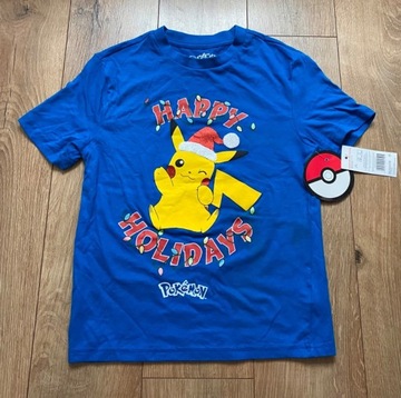 Pokemon Koszulka Pikachu Święta Mikołaj 122 cm 6-7