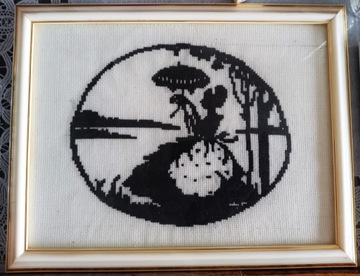 Obraz haftowany ręcznie "Dama z parasolką"
