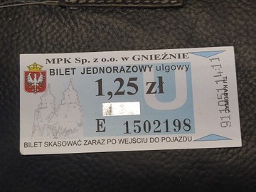 Bilet komunikacja MPK Gniezno 1.25 zł 