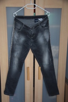 Maryley spodnie rurki szare jeansy lampasy M/L