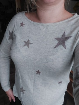 FatFace damski sweter wełna popiel w gwiazdki S 36