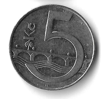 CZECHY, 5 czeskich koron z 1994 (liść klonu), st 3