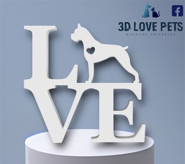 Figurka, napis 3D Love Bokser Boxer pies