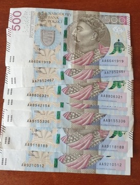 Banknoty NBP 500 zł. 