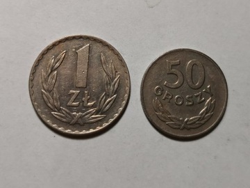 Zestaw monet: 1 złoty i 50 groszy 1949