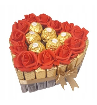 Tort serce Merci Ferrero Rocher bukiet zestaw prezentowy box upominek