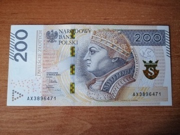 Banknot 200 zł seria AX